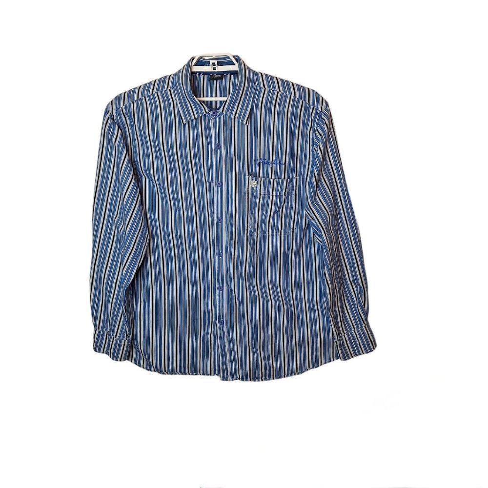 Phat Farm Mens XXL Button Up Oxford Shirt Long Sleeve Emblem Logo Cowboy Flaw‎